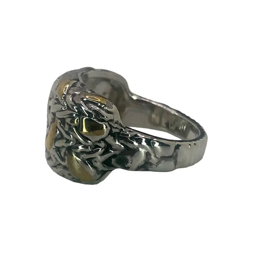 Silver and Gold Abstract Strokes Ring - Size 9